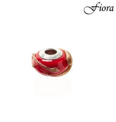 Scarlet Waves of Copper Murano Glass Bead- Fiora Italian Charms